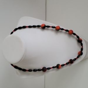 Handmade Black/Red/Orange beaded necklace